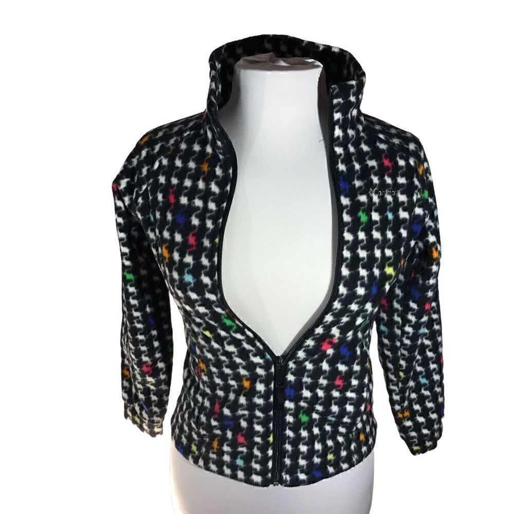 Columbia Zip up Fleece, Fits a Small woman, but Youth 10/12 dopamine houndstooth
